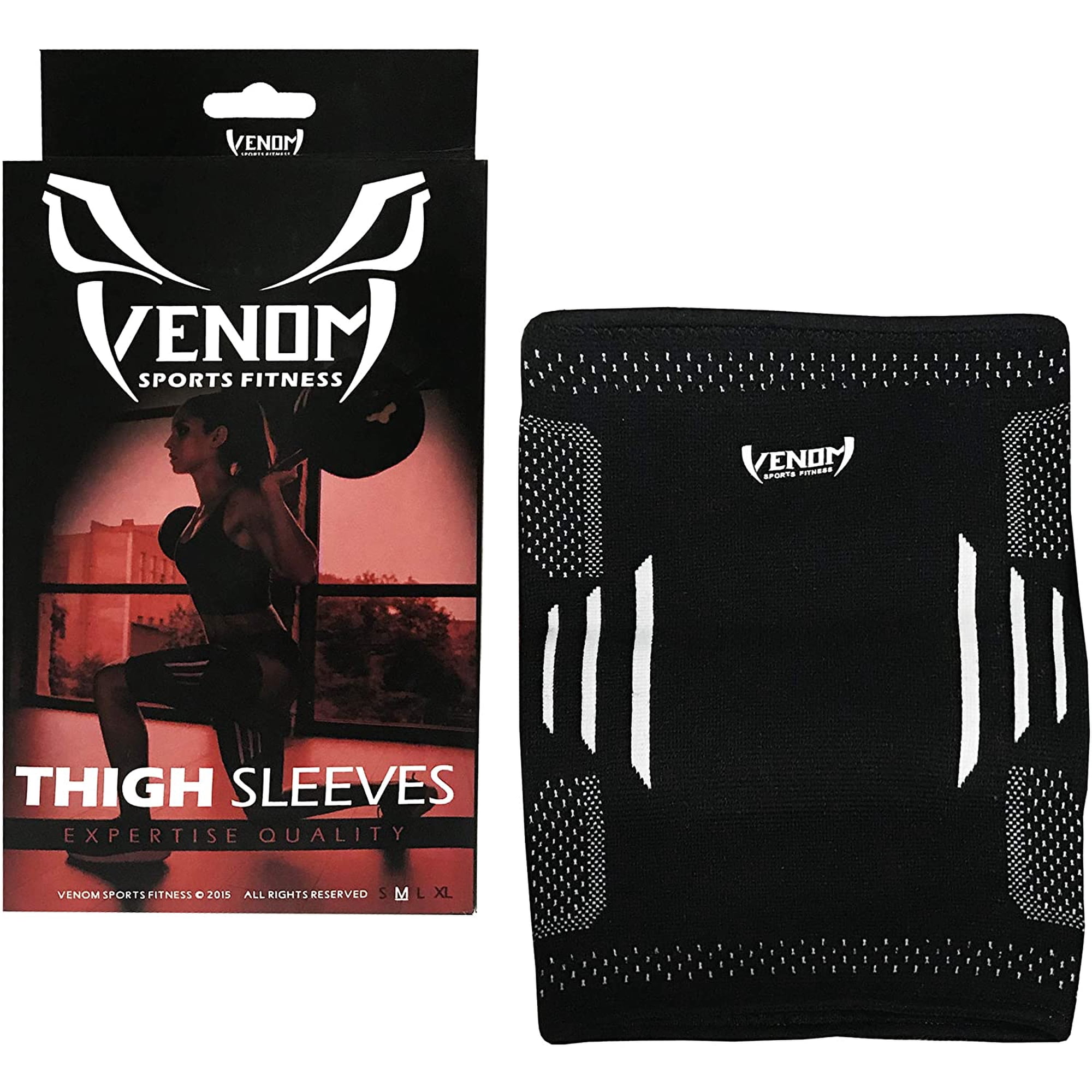 Venom Thigh Compression Sleeves for Men and Women, (Pair), Breathable Support Brace for Hamstrings, Groin and Quad Muscles, Injury Recovery and Pain Relief