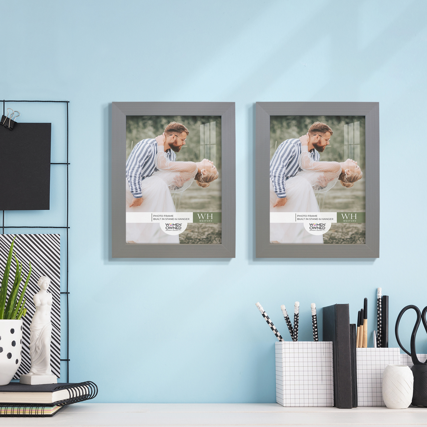 Grooved 6 in. x 8 in. Grey Picture Frame (Set of 2)