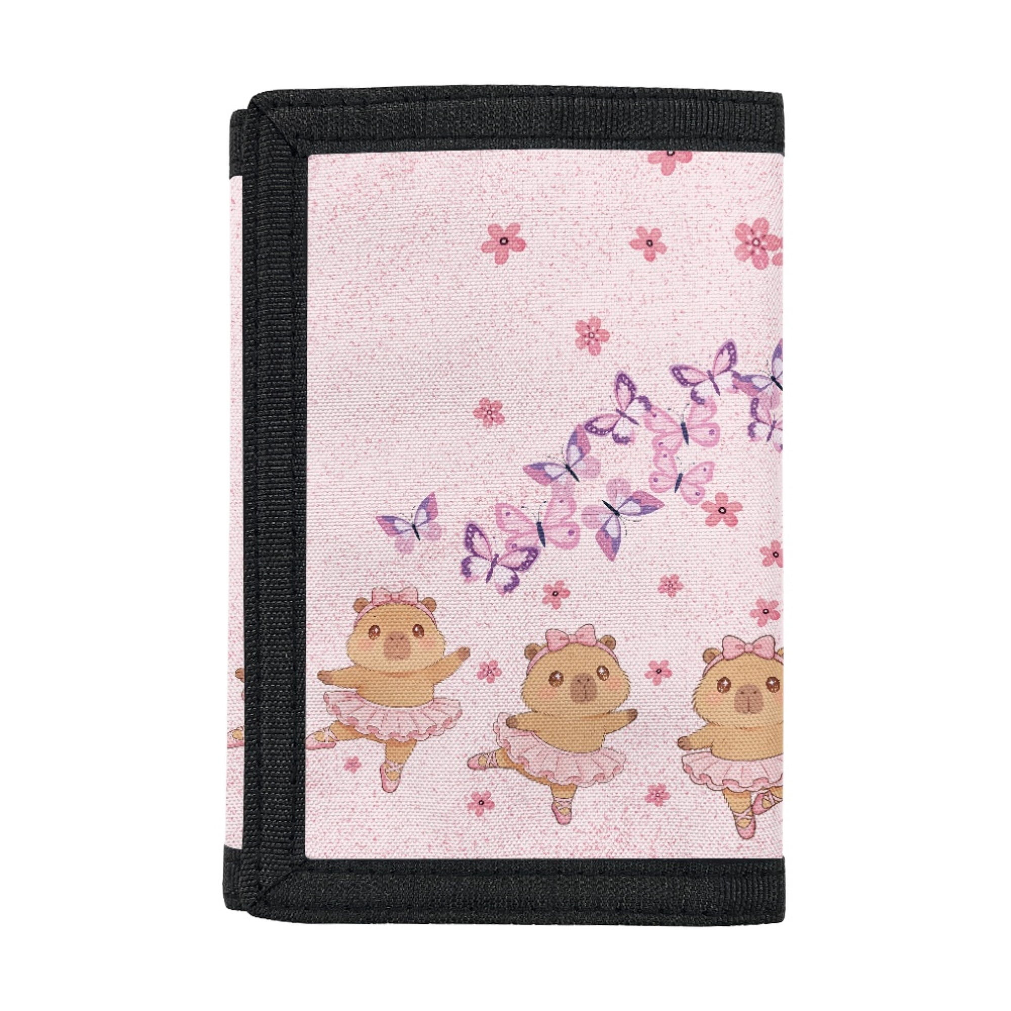 Psesaysky Ballet Capybara Trifold Card Wallet Elastic Polyester Little Boys Slim Card Holder for Daily Use and Outdoor Sports