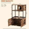 thumbnail image 5 of MIDODO Cat Litter Box Enclosure with Shelves and Door, Hidden Cat Washroom Cabinet Furniture with Scratching Posts,Platform,Elevated Cat Feeding Bow, 5 of 8