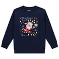 thumbnail image 4 of Sezzit Boys’ Christmas Sweatshirt – Clasic Cozy Xmas Fleece Pullover with Festive Holiday Graphics – Navy Santa -Size 4, 4 of 7