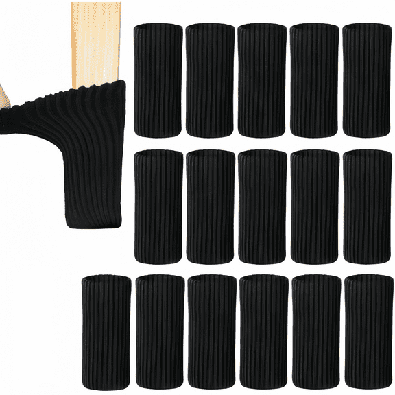 16Pcs High-Quality Knit Chair Leg Socks in Black  Durable and Non-Slip