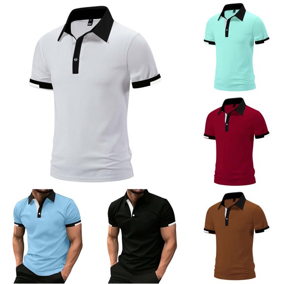 Men's Loose Fit 3D Digital Solid Color Short Sleeve Po Lo Shirt Spandex T Shirts T Shirts Pack for Men Pack T Shirts for Men Mens Turtle Neck Long Sleeve Tops Long Sleeve Comfort Men T Shirts Large