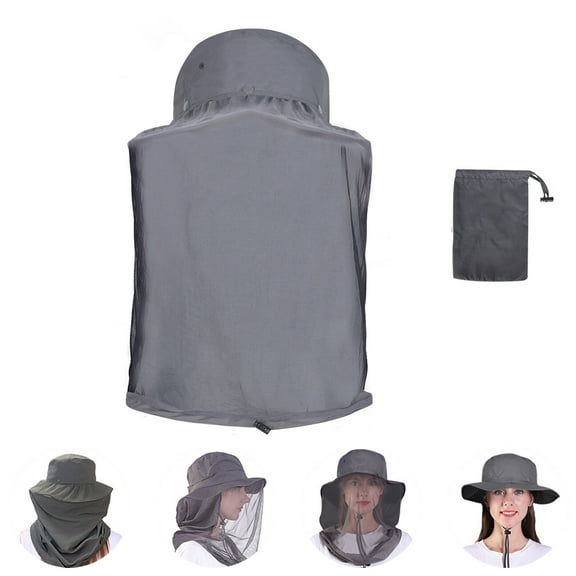 2WIN2BUY Mosquito Net Hat,UPF 50  Sun Protection Wide Brim Sun Hats with Bug Net,Outdoor Hiking Beekeeping Mosquito Head Net for Men Women