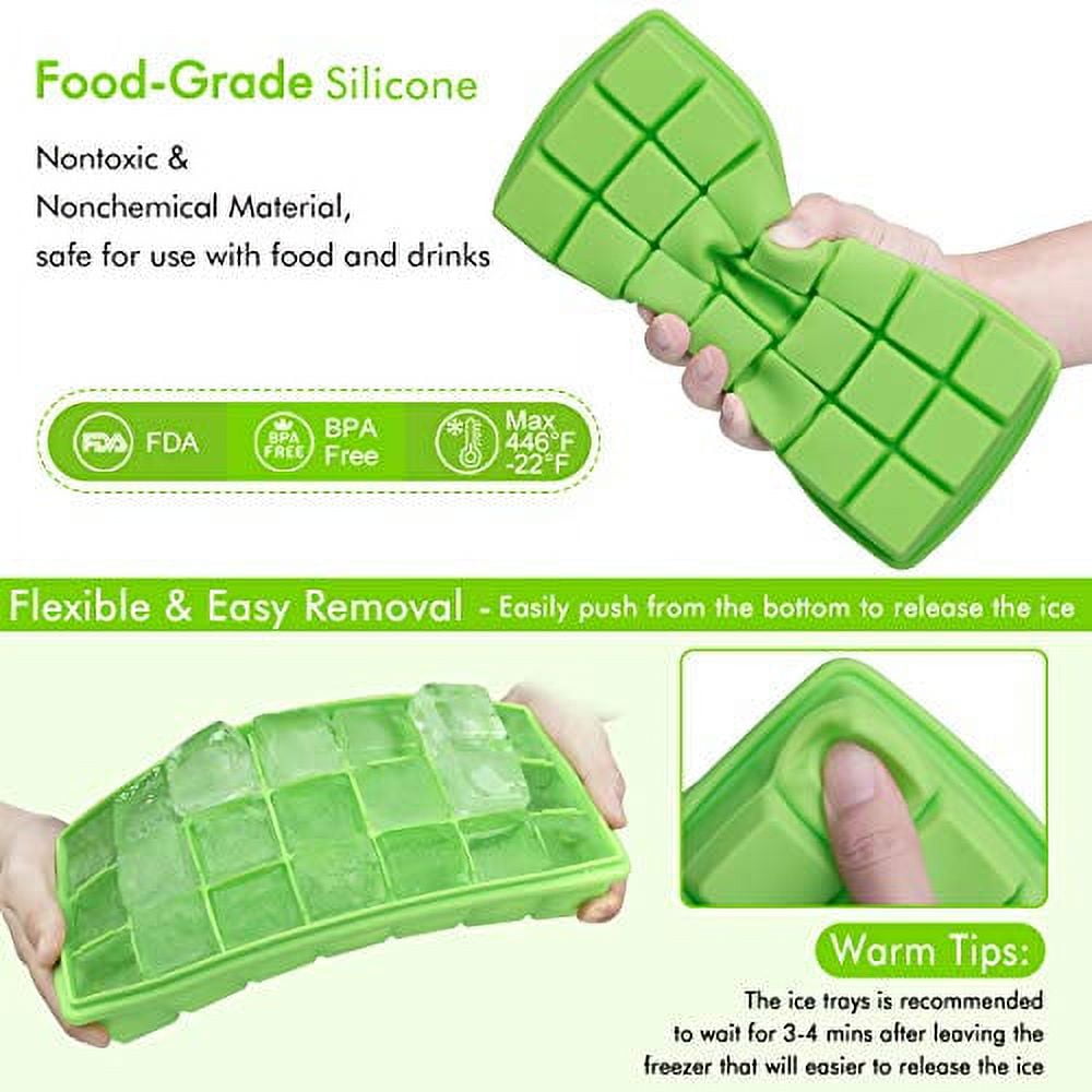 GAIORD Ice Cube Trays,Ice Tray Food Grade Flexible Silicone Ice Cube Tray Molds with Lids, Easy Release Ice Trays Make 63 Ice Cube, Stackable