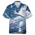 thumbnail image 3 of Camisas gráficas de aviones con estampado completo para hombres, camisa hawaiana de playa informal a la moda con diseño de avión, blusa de solapa de manga corta para hombres de la Fuerza Aérea, 3 of 5