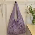 thumbnail image 3 of Bolsos de mano casuales y delgados para mujer, bolsos y carteras de diseñador de lujo, novedad de 2023, bolso de hombro con decoración hueca de punto de nailon, 3 of 5