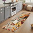 thumbnail image 3 of Runner Rug 1.64'x5.25', Fall Pumpkins Non Slip Backing Floor Mats Soft Area Rugs, Absorbent Muddy Dirt Trapping Carpet for Entryway Hallway Kitchen Thanksgiving Harvest Football Flowers Vintage, 3 of 9