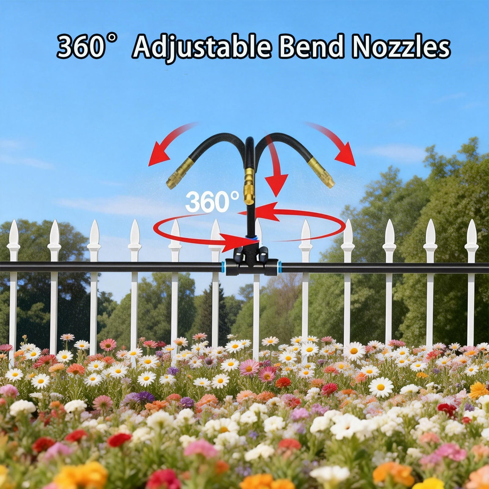 100Ft Drip Irrigation System Kit, Automatic Drip Irrigation Kit with 16pcs Adjustable Copper Nozzles,Automatic Atomizing Watering Sprinkler System for Outdoor,Raisedbed,Lawn,Greenhouse