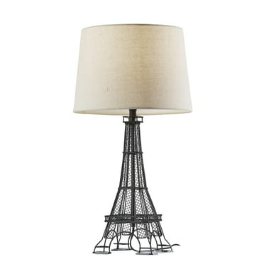 Ilene Ceramic Linen Shade Table Lamp, Clear Crystal Diamante Led Eiffel Tower Floor Lamp