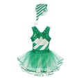 thumbnail image 4 of YiZYiF Kids Girls Sequin Stripe Ballet Leotard Tutu Dress Christmas Dance Figure Skating Costumes Green 4, 4 of 7