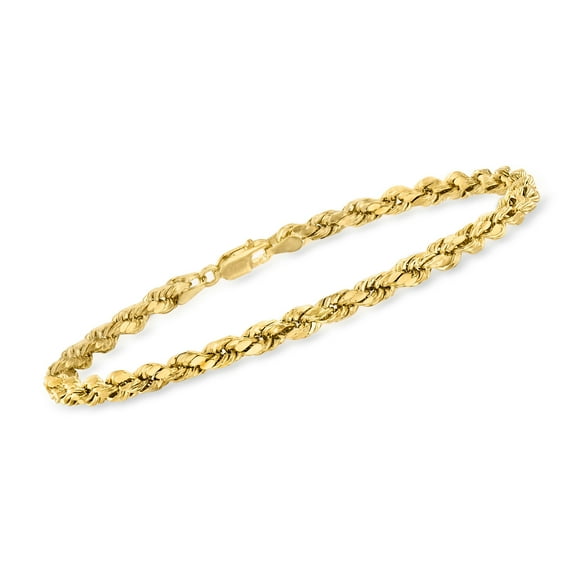Ross-Simons Men's 4mm 10kt Yellow Gold Rope Chain Bracelet for Male, Adult