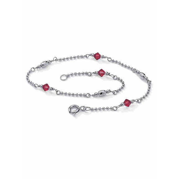 PalmBeach Jewelry Simulated Birthstone Ankle Bracelet Gold-Plated or Platinum-Plated Silver