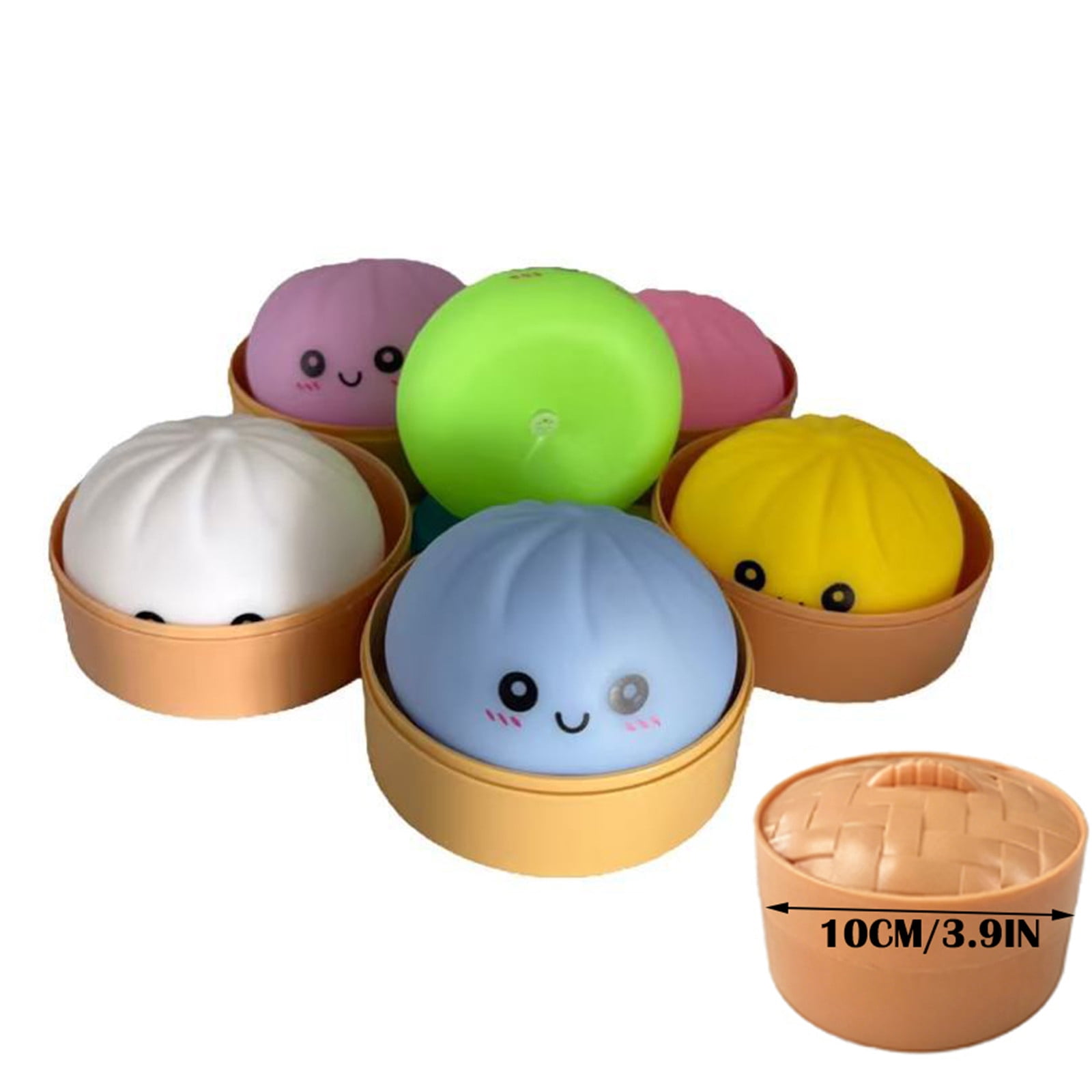 12 Pcs Glowing Cute Dumpling Stress Ball Set, Mystery Decompression Makessound Bun with Steamed Box, Slow Rising Squeeze Ball for Anxiety Tension Relief, Fidget Sensory T-oy