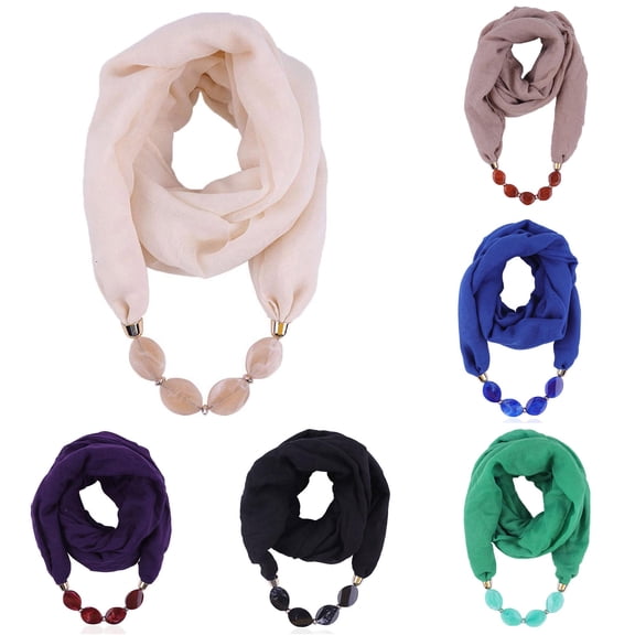 HNMKIU Women Ethnic Style Necklace Pendant Scarf Soft Fashionable Wrap Accessory for Casual Daily Wear ,Beige