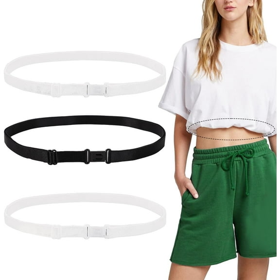 CEYAZYE 3Pcs Crop Tuck Band, Adjustable for Croptuck Elastic Band Crop Top Band for Women Crop Tuck Tool for Shirt (Black   White)