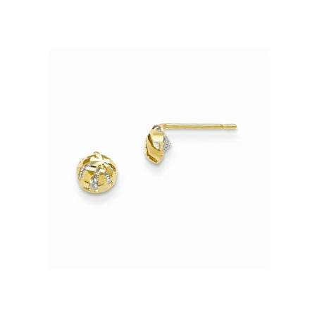14k Madi K CZ Half Round Ball Post Earrings