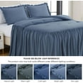 thumbnail image 5 of Chezmoi Collection Sinclair 3-Piece Ruffle Skirt Bedspread Set, Soft Lightweight French Country Chic Farmhouse Crinkle Texture Microfiber Bedding, King, Dusty Blue, 5 of 9