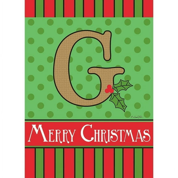 Magnolia Garden Flags 1653 13 x 18 in. Merry Christmas Monogram G Burlap Garden Flag