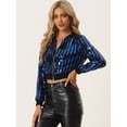thumbnail image 2 of Disfraz de navidad chaqueta bomber Allegra K con lentejuelas y Manga Larga Azul real M, 2 of 6