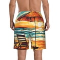 thumbnail image 3 of KLL Beach Umbrella Sunset Men's Casual Summer Beach Shorts Hawaiian Shorts with Pockets-Large, 3 of 5