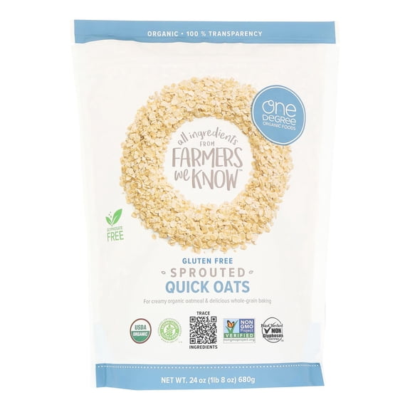 ONE DEGREE - Sprouted Organic Quick Oats - 24 Oz, Case of 4