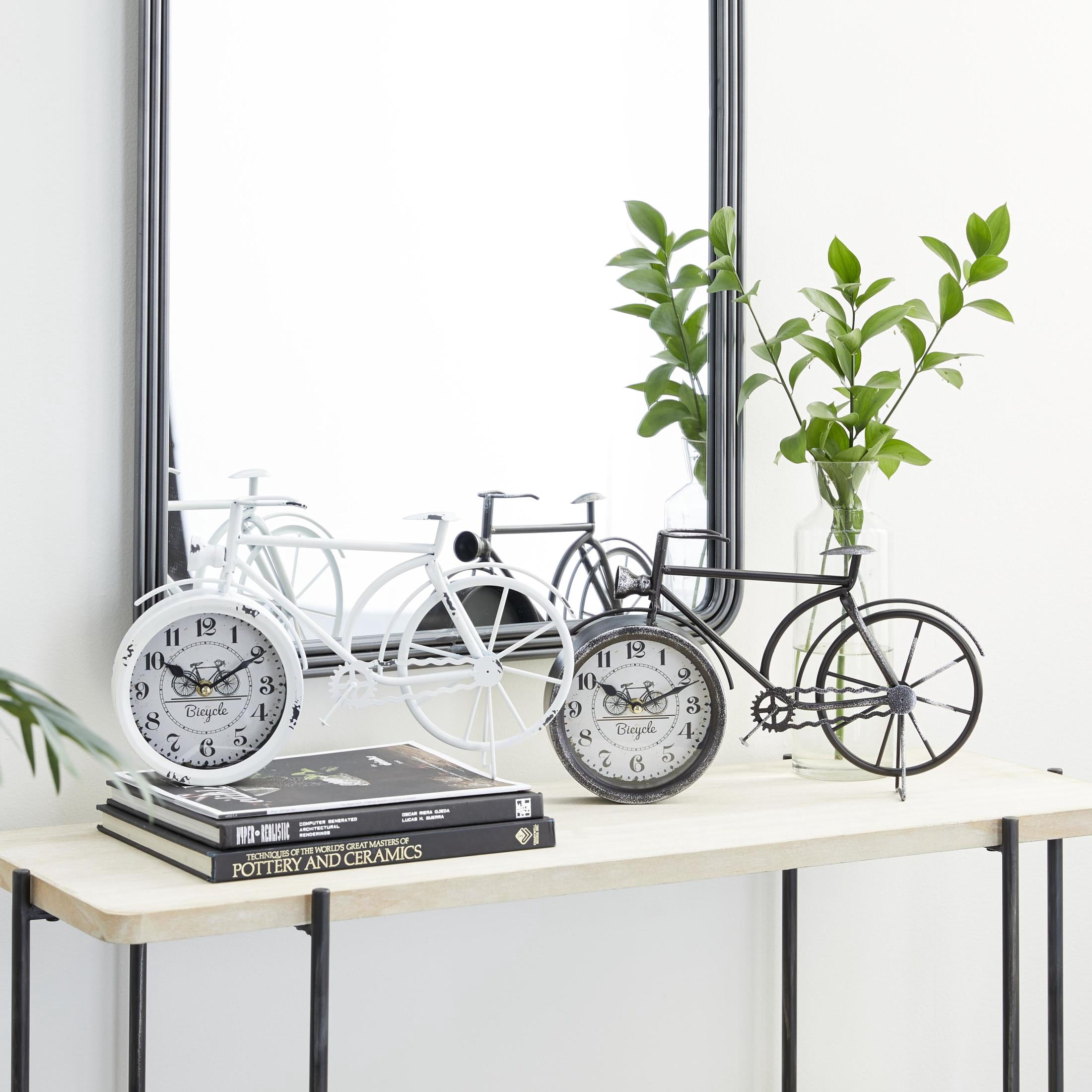DecMode 9" Black Metal Bike Clock, Set of 2