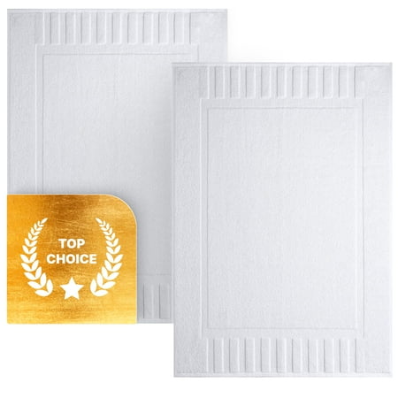 White Classic Hotel Collection Absorbent Cotton Bath Mats Spa Reversible Floor Towels not a Bathroom Rug White 22 x 34 2 Pack