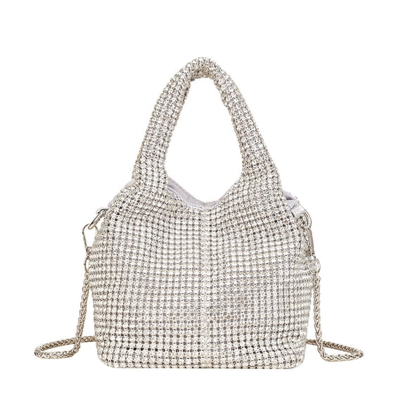 StyleSack Rhinestone Bucket Crossbody Bag for Women, Stylish Chain Handheld Evening Purse - Trendy Casual Daily Retro Shoulder Bag