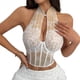 thumbnail image 2 of Top Corto de Encaje con Espalda Halter para Mujer, Estilo Cheongsam , con Cuello Halter L, 2 of 10