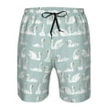 thumbnail image 4 of Kdxio White Swan Pattern Mens Casual Shorts - Drawstring Summer Beach Sports Shorts for Men, 4 of 9