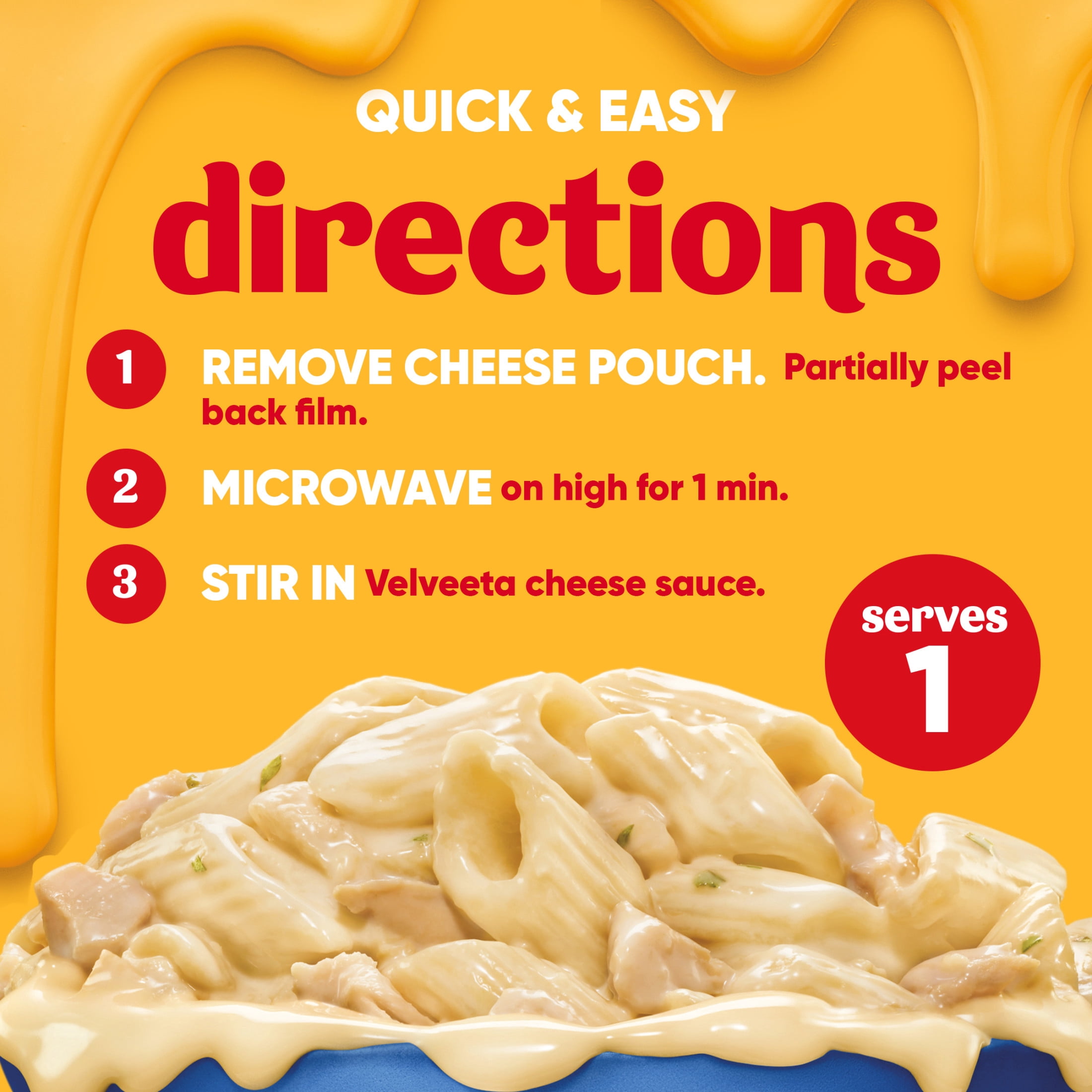(6 pack) Velveeta Cheesy Bowls Chicken Alfredo Microwave Meal, 9 oz Tray