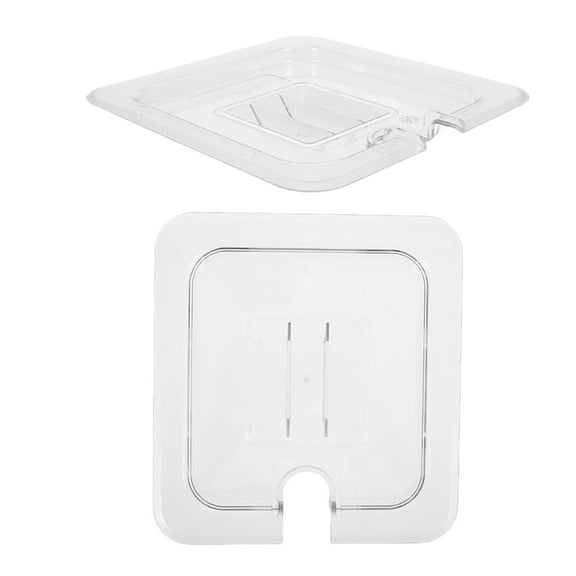 Hemoton 2pcs Transparent Food Pan Covers with Handle 1/6 Size Clear Food Pan Lids for Home Restaurant 1/6