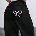 thumbnail image 7 of Eltusu Girls Jeans with Pockets, Wide Leg Solid Color Loose Fit Elastic Waist Denim Pants Black Size 8-9 T, 7 of 7