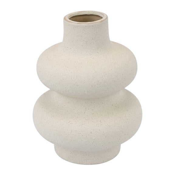 Unique Bargains Ceramic Modern Ripple Textured Decorative Vase White 4.7"L x 4.7"W x 6"H