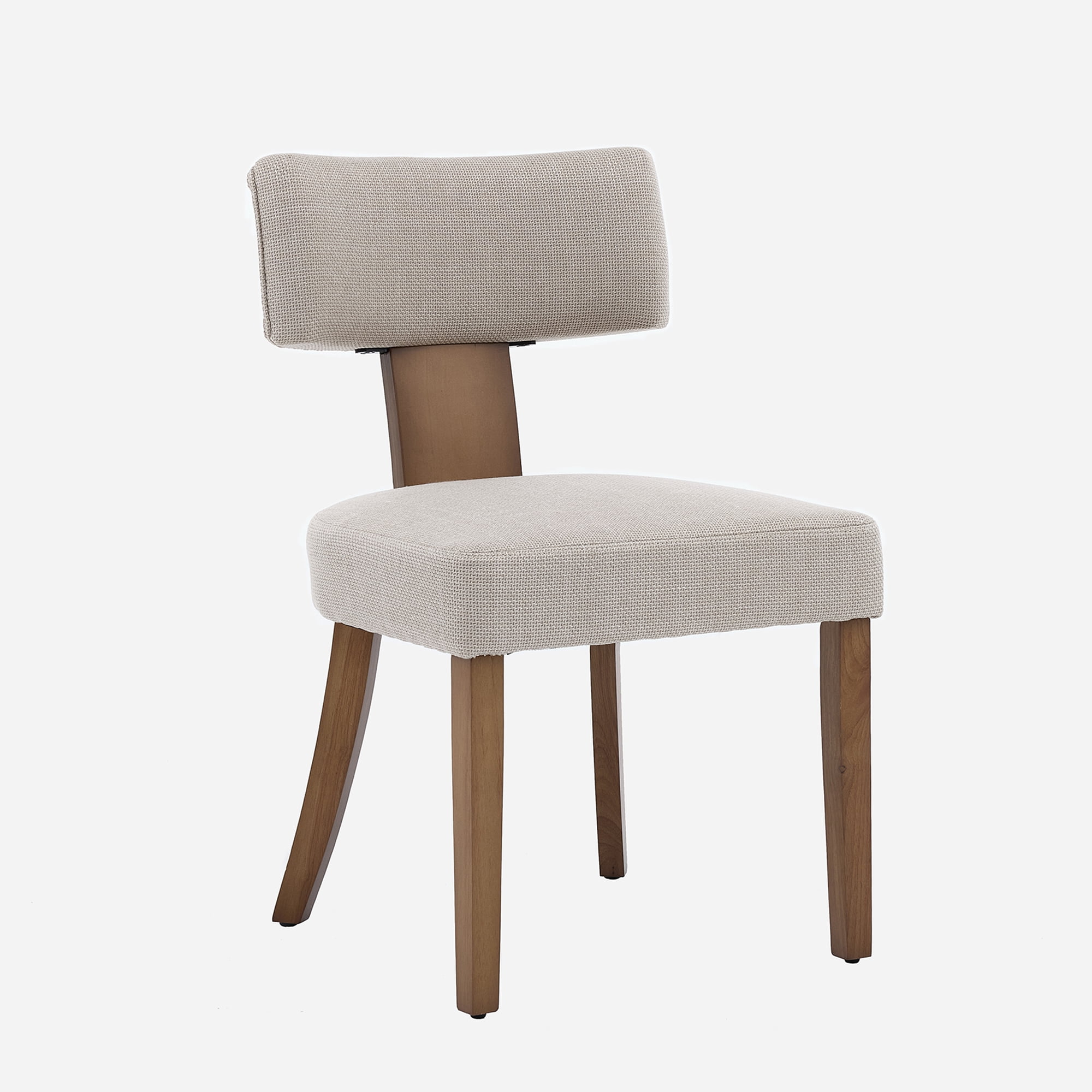 Set of 2 Upholstered Armless Dining Side Chair Mid-Century Accent Chair with Wood Legs for Kitchen & Living Room – Linen | Beige