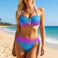 thumbnail image 2 of DHFJKG Two Piece Swimsuits Women Bikini Set Side Tie Halter Top High Waist Briefs Bottoms Leopard Print Summer Trendy Beachwear, 2 of 5