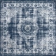 thumbnail image 4 of Unique Loom Leila Rug Dark Blue/Ivory 7' 10" Square Perfect For Dining Room Living Room Bed Room, 4 of 7