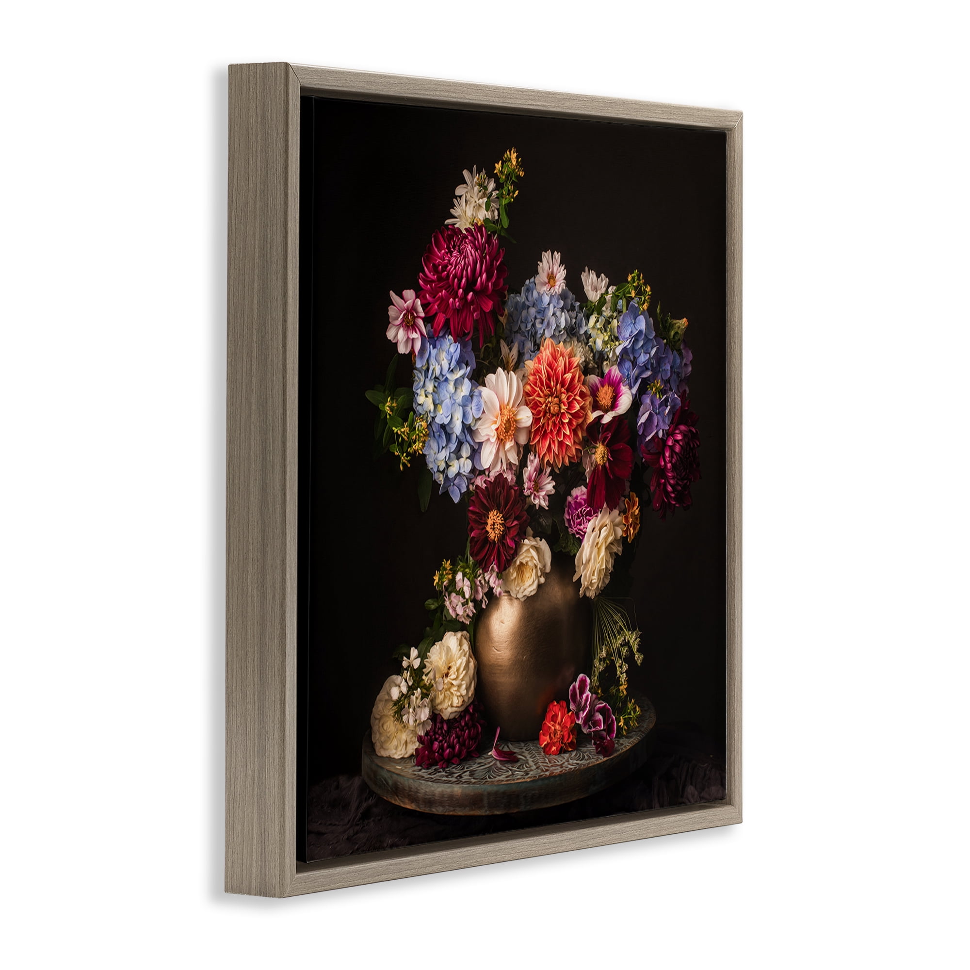 Stupell Industries Assorted Flowers Arrangement Plants & Flowers Photography Brown Floater Framed Canvas Art Print Wall Art, 25 x 25