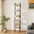 thumbnail image 5 of Skandiquip 5-Tier Leaning Ladder Shelf, Wood and Metal Multifunctional Display Storage Rack for Living Room Bedroom, 5 of 6