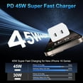 thumbnail image 3 of 45W 2Pack Super Fast Charger USB C Dual Port Android Phone Charger Type C Charging Block with 6FT Type-C Charger Cord Compatible for iPhone 16,Samsung Galaxy S25 Ultra/S25+/S24 Ultra/S23/S22/S21/S20, 3 of 7