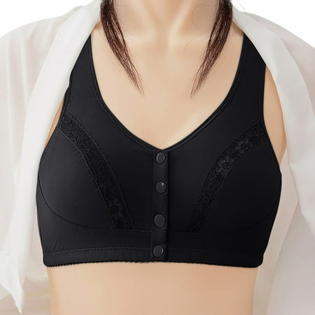 Pavied Nursing Bras Wireless Bras Sports Bra No Steel Ring French Womens Front Close Bra T Back Plus Size Seamless Unlined Bra For Large Bust Lactation Underwear Push Up Bra Seamless Bras Black B