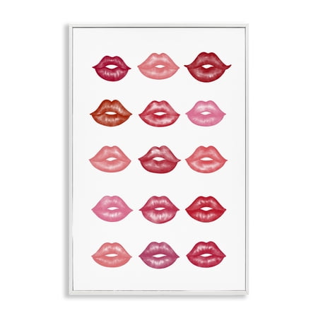Stupell Industries Red & Pink Lips Beauty & Fashion Painting White Framed Art Print Wall Art  20 x 30