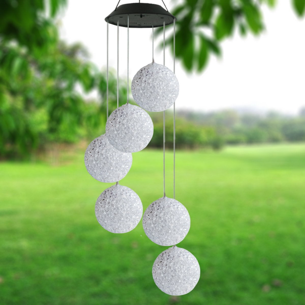 Solar LED Garden Outdoor Wind Chimes Colour Changing Lights Hanging Ball Decor