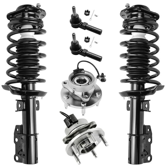 Detroit Axle - Front Struts w/ Coil Spring   Wheel Hubs & Bearings   Outer Tie Rods Replacement for Chevy Cobalt HHR Pontiac G5 Pursuit (5 Lug) - 6pc Set Fits select: 2009 CHEVROLET COBALT