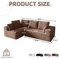 thumbnail image 6 of 104.4" Modern L-Shaped Sectional Sofa for Living Room Bedroom, Modular Cloud Sectional Couch with Deep Seating Upholstered Sofa, Free Combination Sofa, Corduroy Upholstery, No Assembly, Brown Couch, 6 of 13