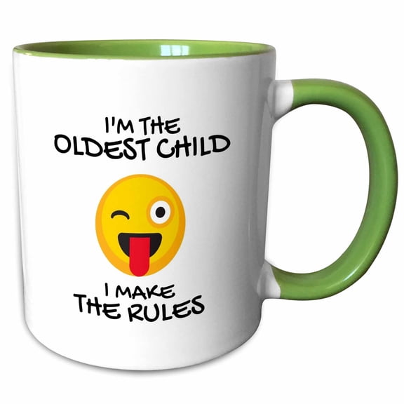 3drose, I Am the Oldest Child I Makes the Rules Emoji, 11oz Two-tone Green Mug