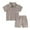 Coffee, variant on Kids Boys 2 Piece Outfits Cotton T-shirt Shorts Set Summer Clothes Fashion Casual Short Sleeve Turndown Collar Botton Tops Solid Color Short Pants Sets Coffee