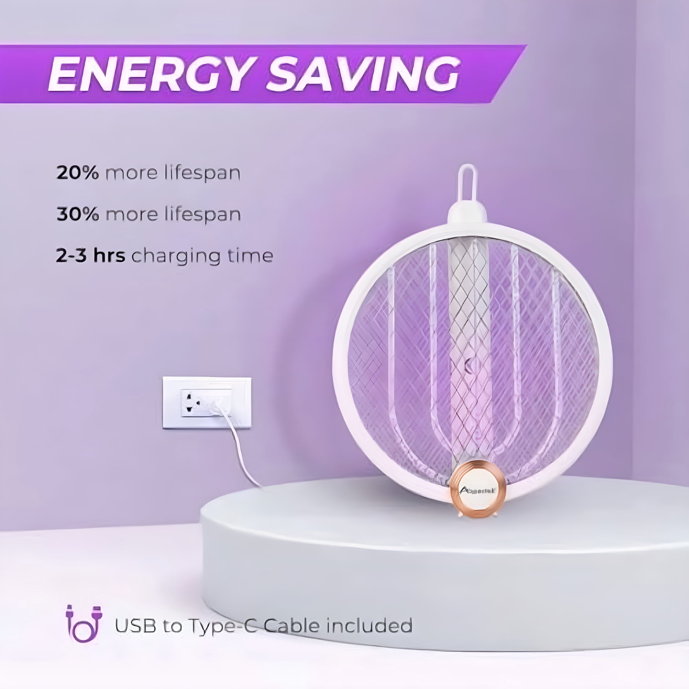 HIBIBUD 2-Pack Electric Fly Swatter,Portable and Foldable Mosquito Zapper Racket,Rechargeable Bug Zapper with Improved Battery Life and Usb Charging Cable