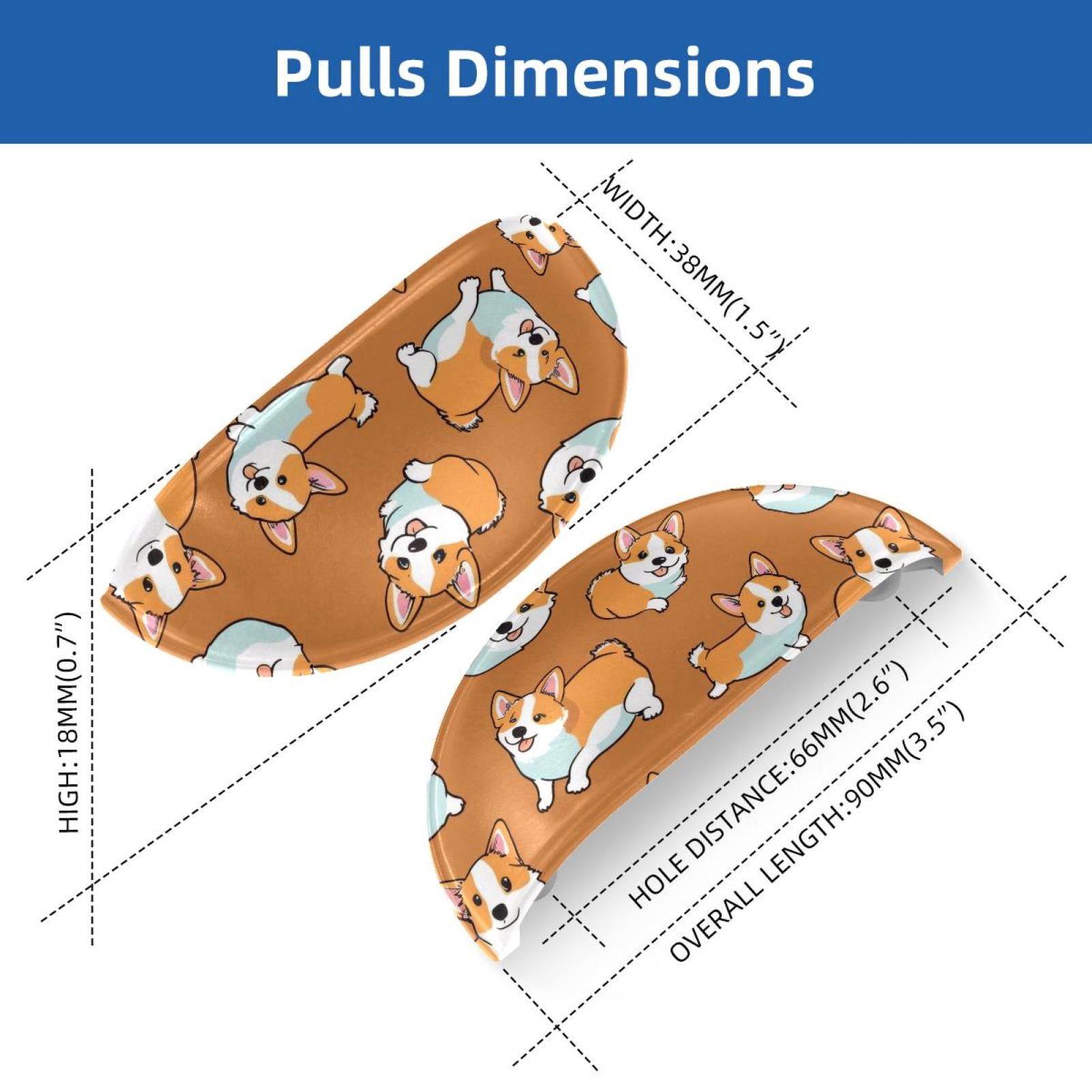 PhooArto 6 Pcs Cup Drawer Pulls, Cartoon Dog Cute Corgis Pattern Shell Shape Handles Cabinet Knobs for Dresser Cupboard Closet Wardrobe with Screws